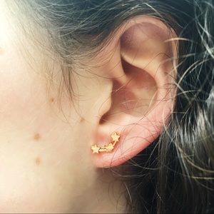 Triple Gold Star Earring Studs